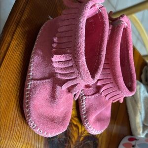 Pink Suede Kids Moccasins